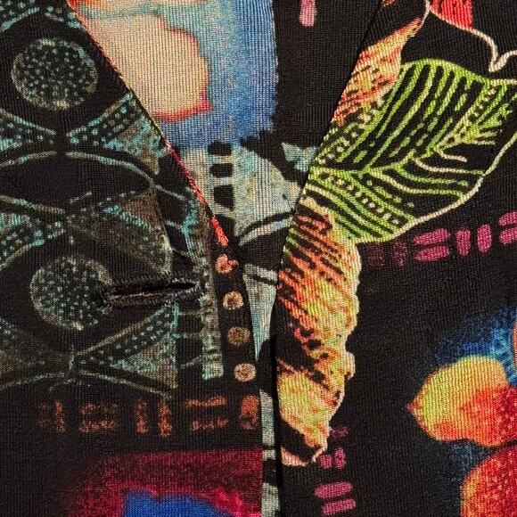 Vintage Chicos Travelers Cardigan Slinky Floral Boho Tropical Resort 1 Medium 8 - Picture 5 of 6